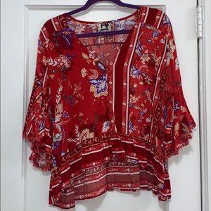 Floral bell sleeve top